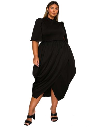 L I V D Plus Size Aesira Tulip Hem Pocket Dress