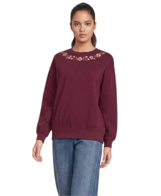 Floral embroidery/burgundy