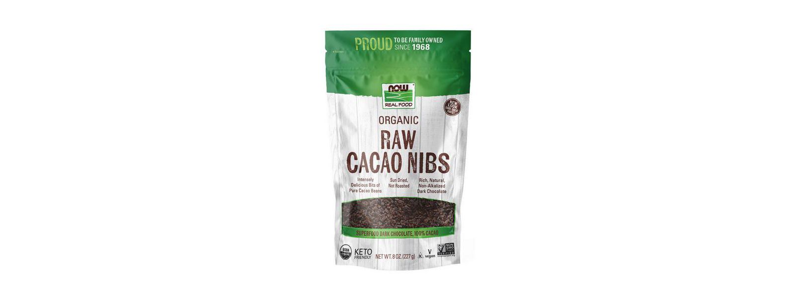 Сырые какао-нибсы NOW Foods Raw Cacao Nibs, 8 Oz