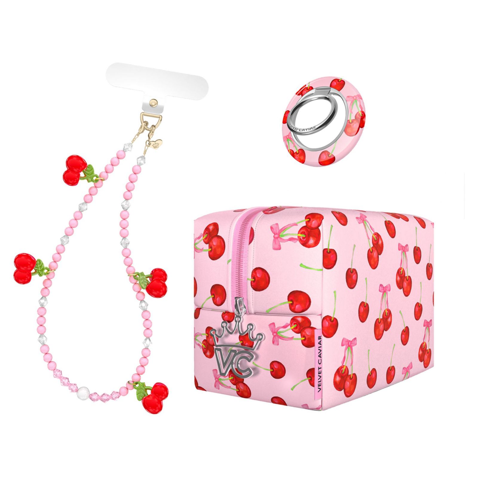 Velvet Caviar MagSafe Gift Set Phone Charm Wristlet, Grip Ring, and Travel Bag, 3-Piece Set for iPhone and MagSafe-Compatible Devices