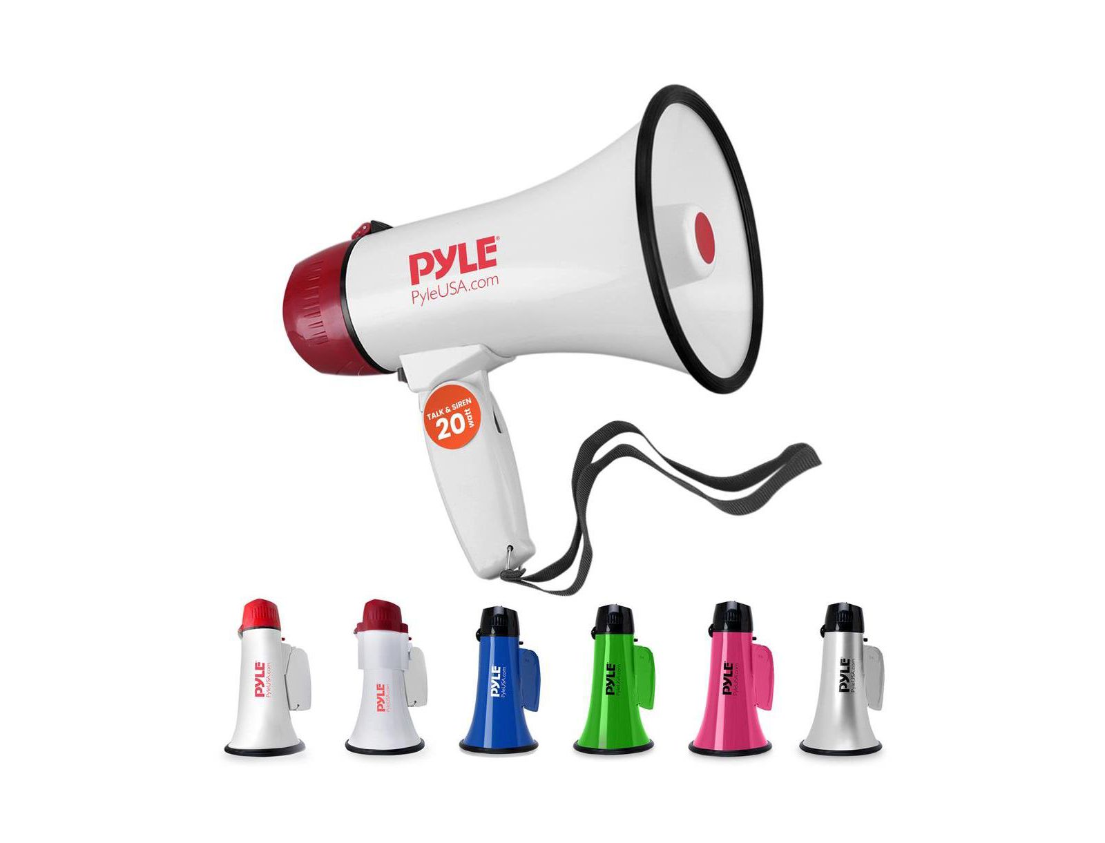 Pyle Battery-Operated Compact Megaphone Speaker with Siren Alarm Mode