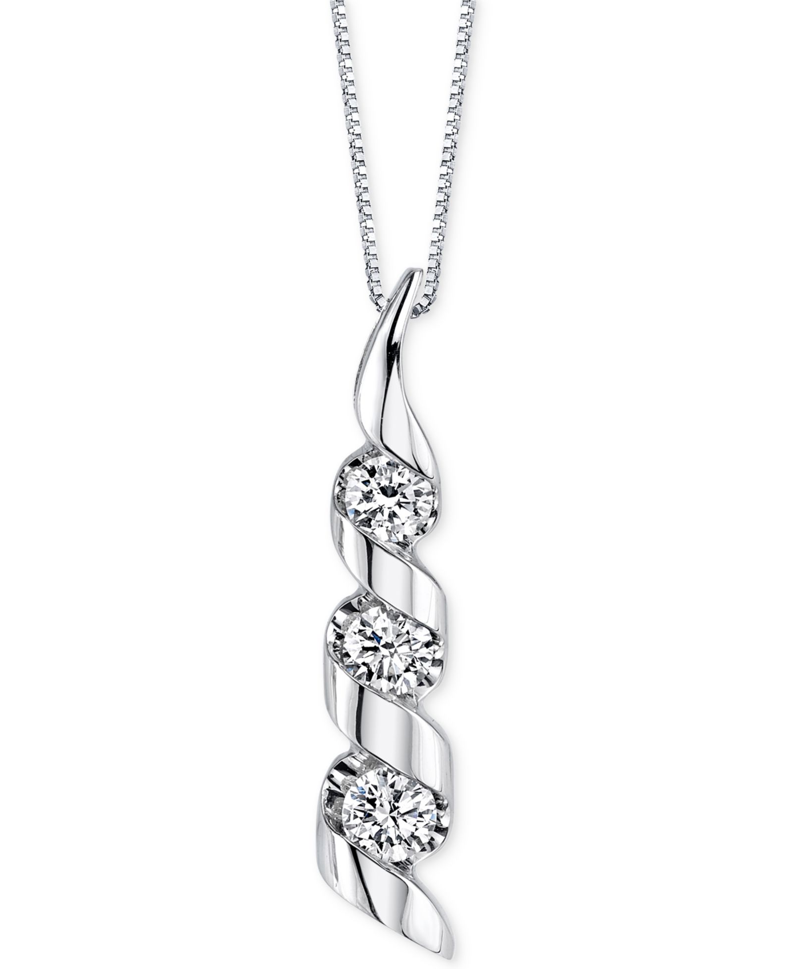 Подвеска Sirena с бриллиантом в завитках (1/8 карата суммарно) из белого золота 14k
