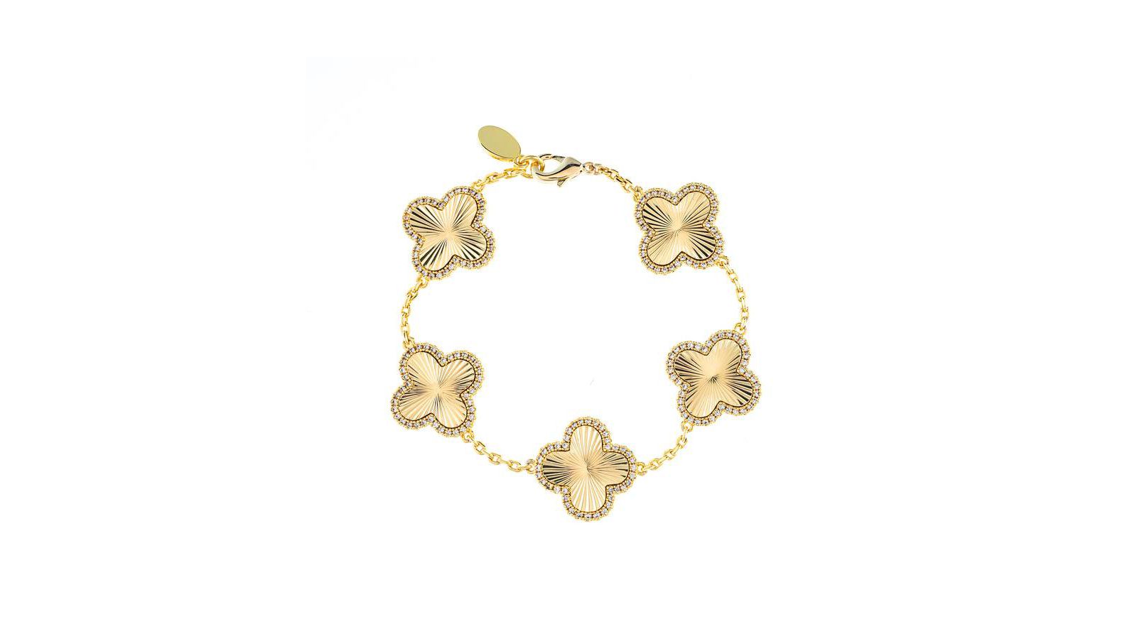Plated Five Station Flower Bracelet