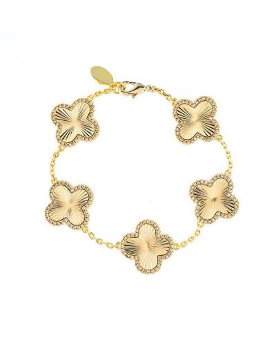 Plated Five Station Flower Bracelet