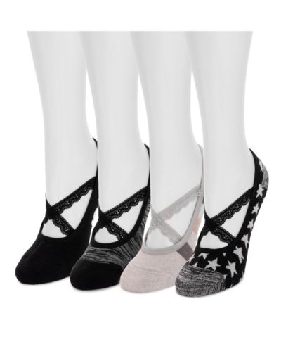 Muk Luks Women's Studio Socks - Criss Cross Ballerina 4PK