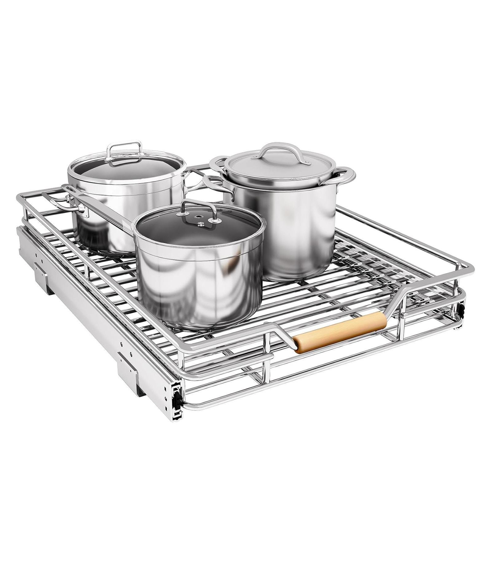 Kitstorack Pull out Cabinet Organizer,Heavy Duty Smooth Sliding Under Cabinet Shelves for Pots and Pans,Roll out Drawers with Thickened Chrome Plating,Slide out Drawers for Home Kitchen Pantry(15"W X 21"D)