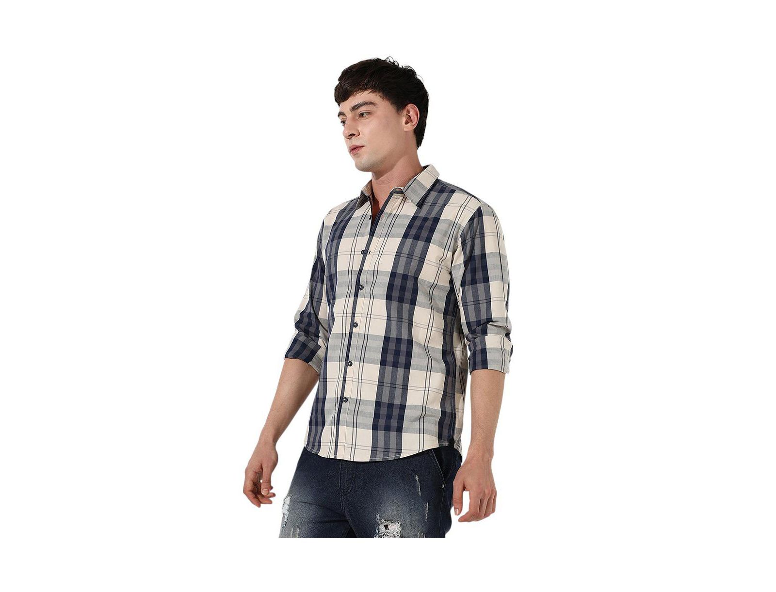 Campus Sutra Men's Tartan Plaid Shirt