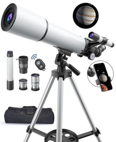 Sugift 80mm Refractor Telescope with Phone Adapter Astronomy Science Kit, Ages 8+