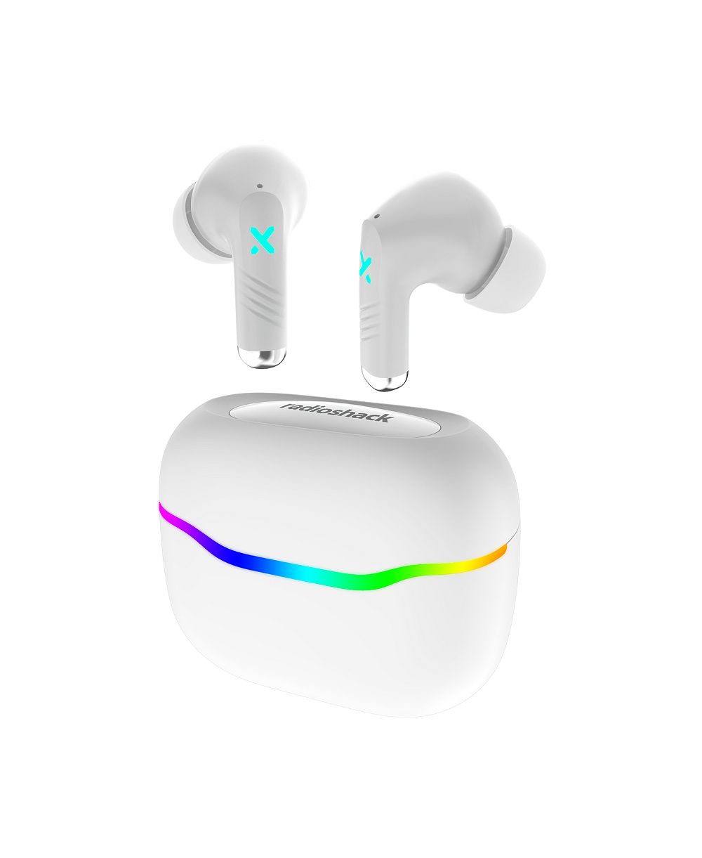 RadioShack Беспроводные игровые наушники с шумоподавлением и RGB светодиодной подсветкой, время работы 22 часа, 3304453 белые