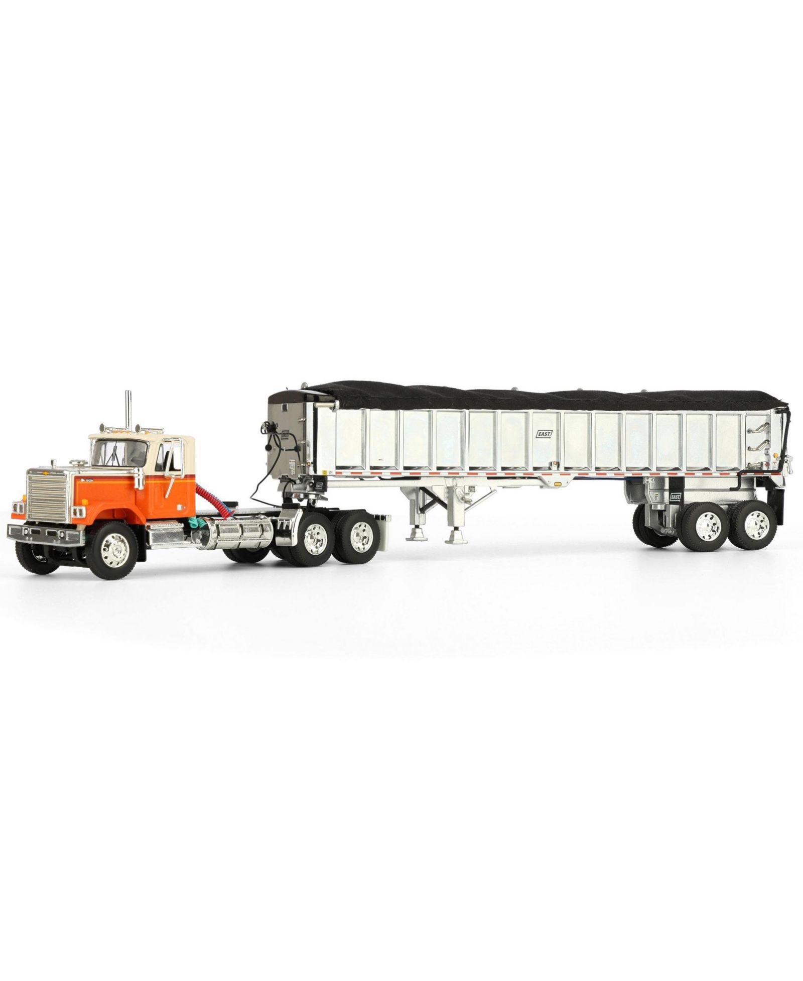 Модель First Gear DCP 1/64 Orange Chevrolet Bison Day Cab с прицепом East End Dump Trailer 60-1925