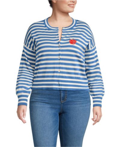 Кардиган Lands' End Plus Size Modern Length Fine Gauge Crew Neck