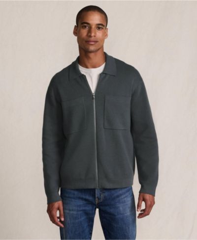 Мужское хлопковое пальто-рубашка Lands' End Long Sleeve Full Zip
