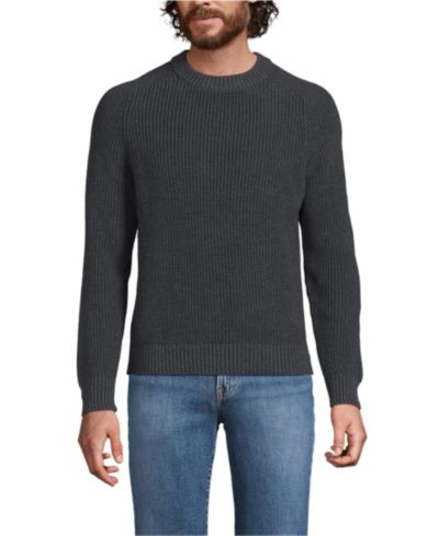 Lands' End Мужской Cotton Drifter Saddle Crewneck Shaker Sweater