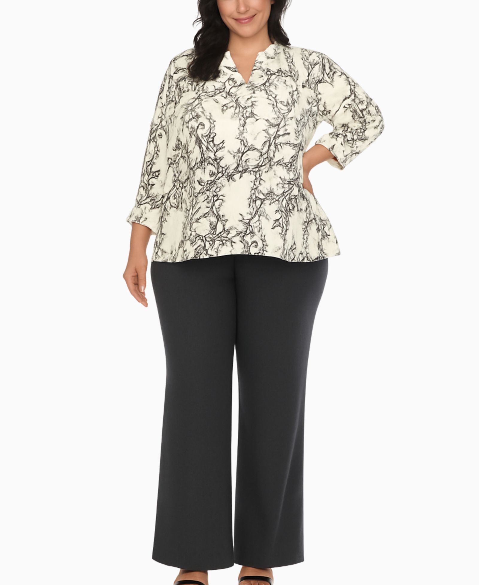 White Mark комплект туника и брюки палаццо с цветочным принтом Plus Size