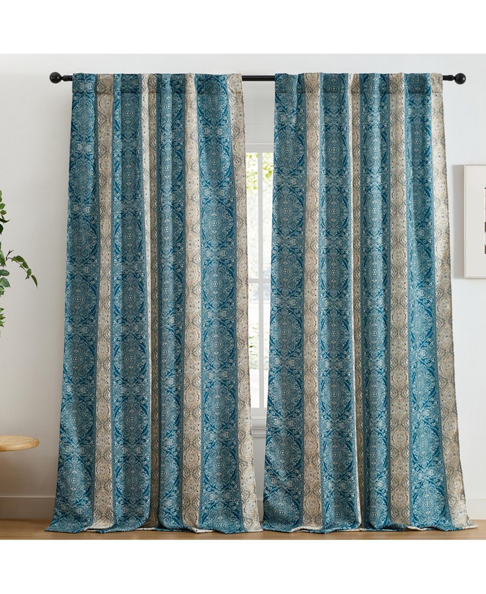 Шторы HLC.ME William Boho Damask Striped Patterned, комплект из 2 шт., блэкаут