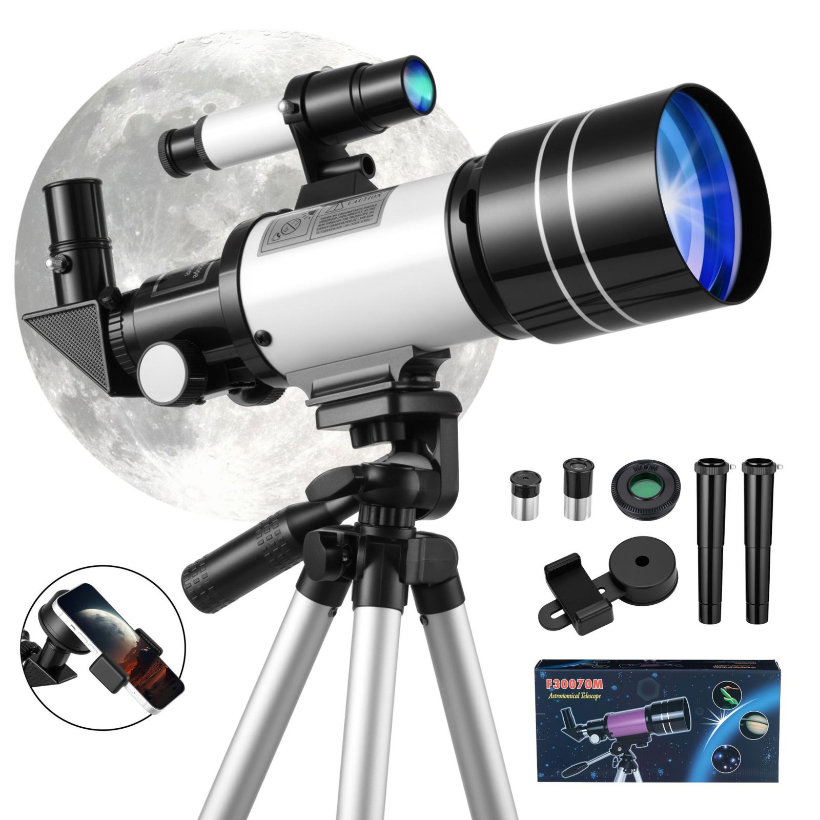 SUGIFT Telescope 70mm Aperture 300mm AZ Mount Telescope с tripod и Phone Adapter для детей, взрослых и новичков