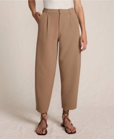 Lands' End Женские брюки с высокой посадкой и плиссировкой Crepe Barrel Leg
