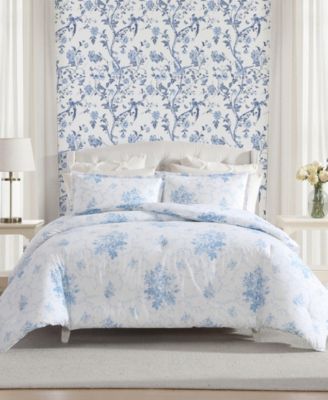Laura Ashley Sophia Cotton 3-Pc. Duvet Cover Set, Full/Queen