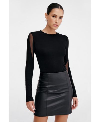 Marcella Women's Alley Crew-Neck Jersey Top with Mesh-Detail Sleeves