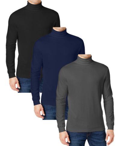 Galaxy By Harvic Men's 3-Pack Long Sleeve Turtle Neck T-Shirt
