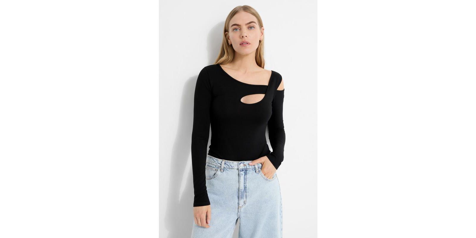 Marcella Women's Lotte Long-Sleeve Jersey Top with Front and Back Oval Cutouts