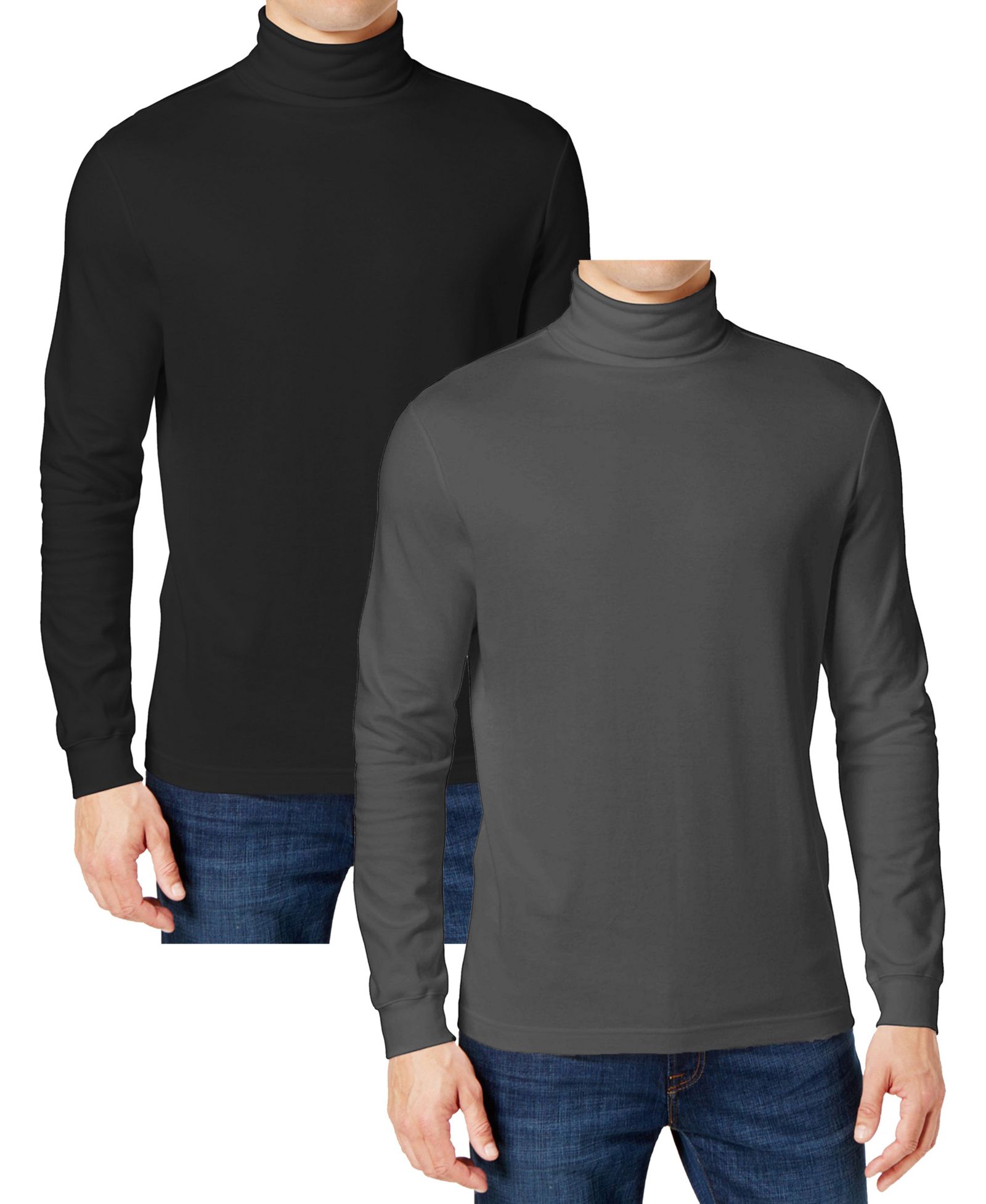 Galaxy By Harvic Men's 2-Pack Long Sleeve Turtle Neck T-Shirt