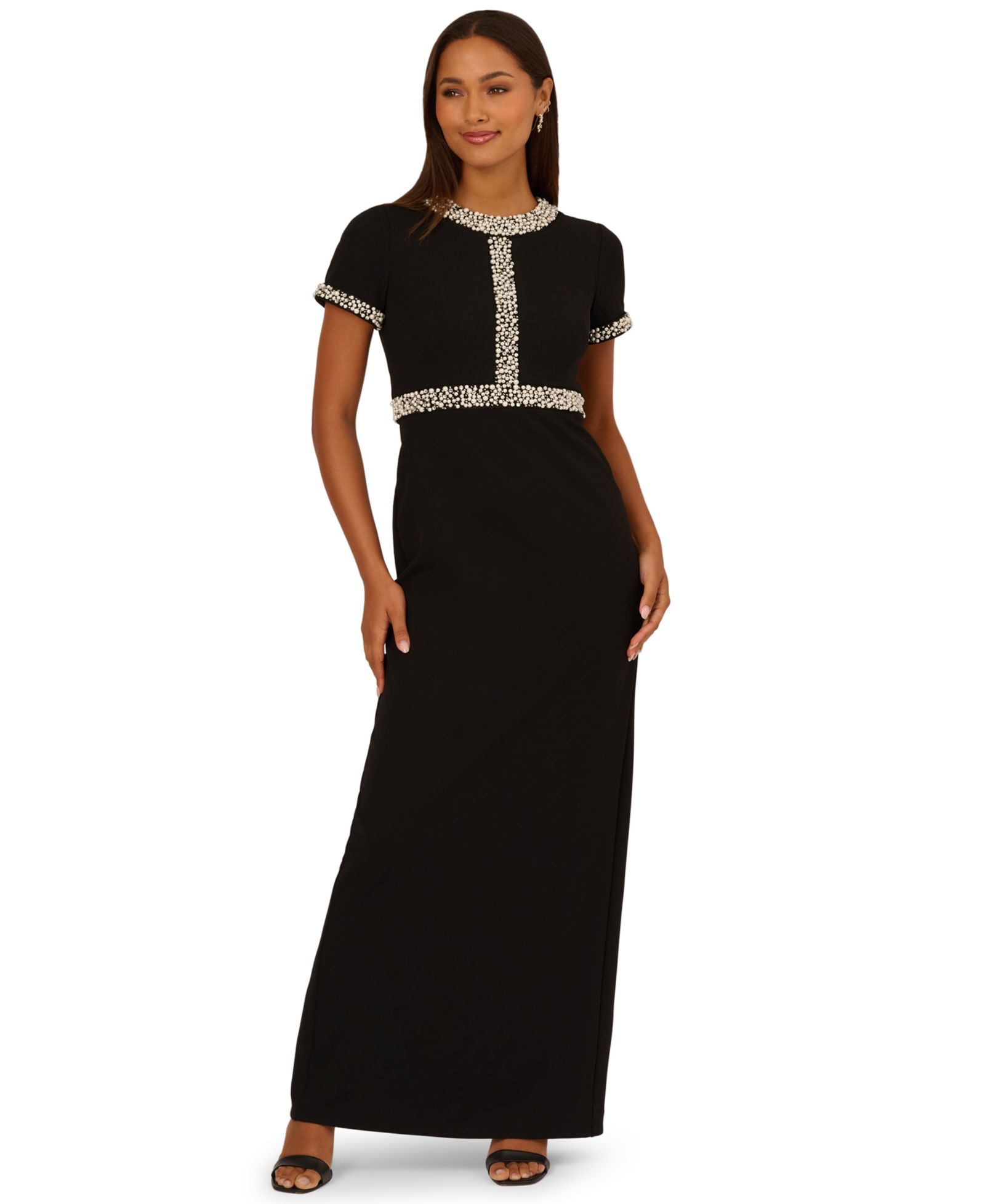 Женское вечернее платье Adrianna Papell Crewneck Embellished Ankle