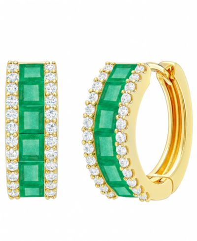 Macy's Серьги с изумрудом и бриллиантами в золоте 14k