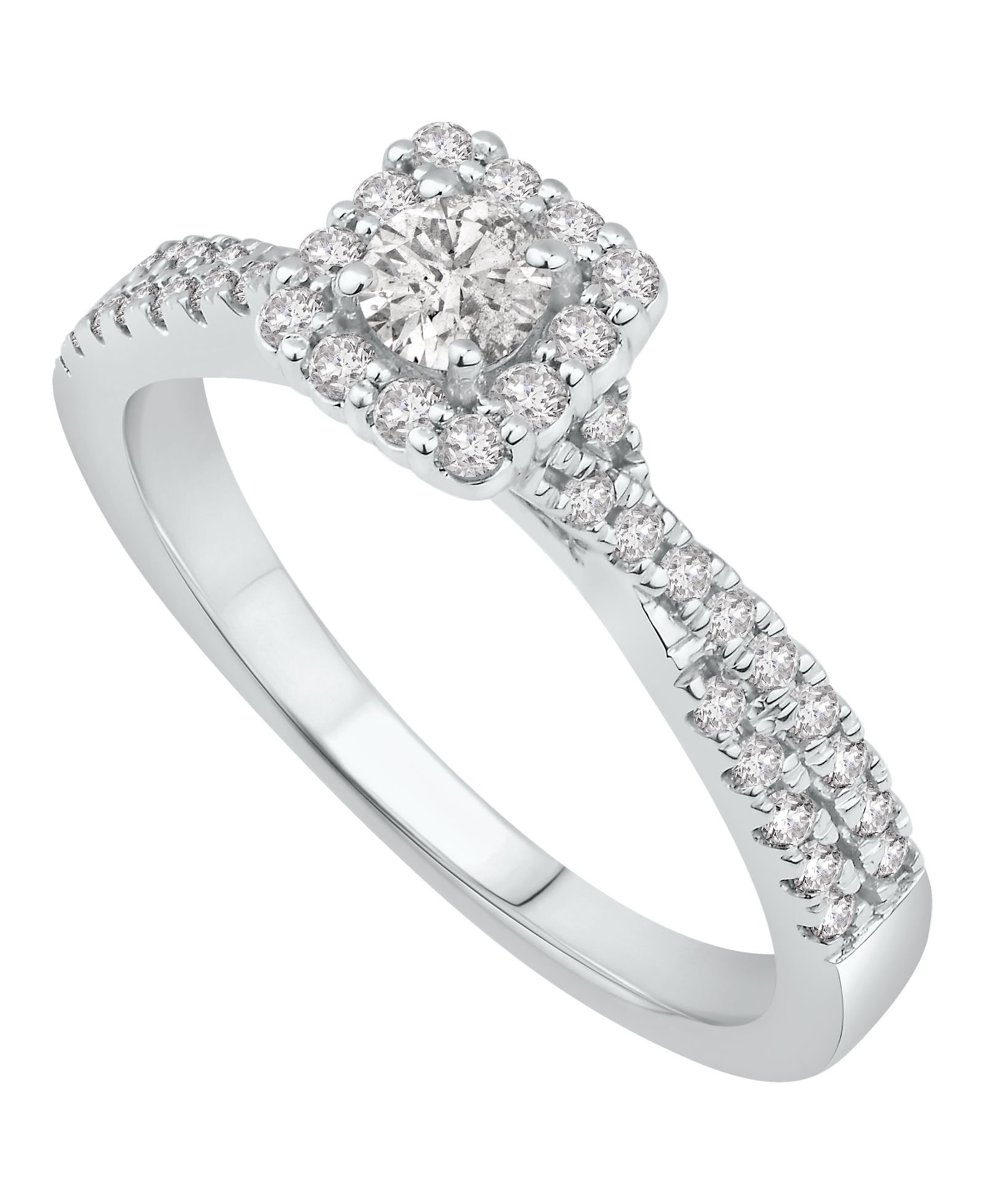 Помолвочное кольцо с бриллиантовым ореолом (1/2 ct. t.w.) из белого золота 14k