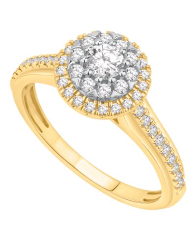 Помолвочное кольцо Diamond Halo Cluster 1/2 ct. t.w. 14k Yellow Gold