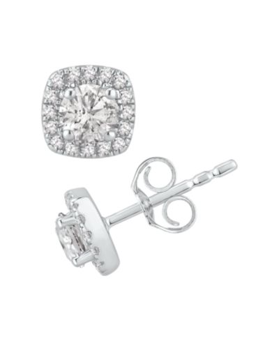 Серьги-гвоздики Macy's Diamond Halo (1 ct. t.w.) в белом золоте 14k