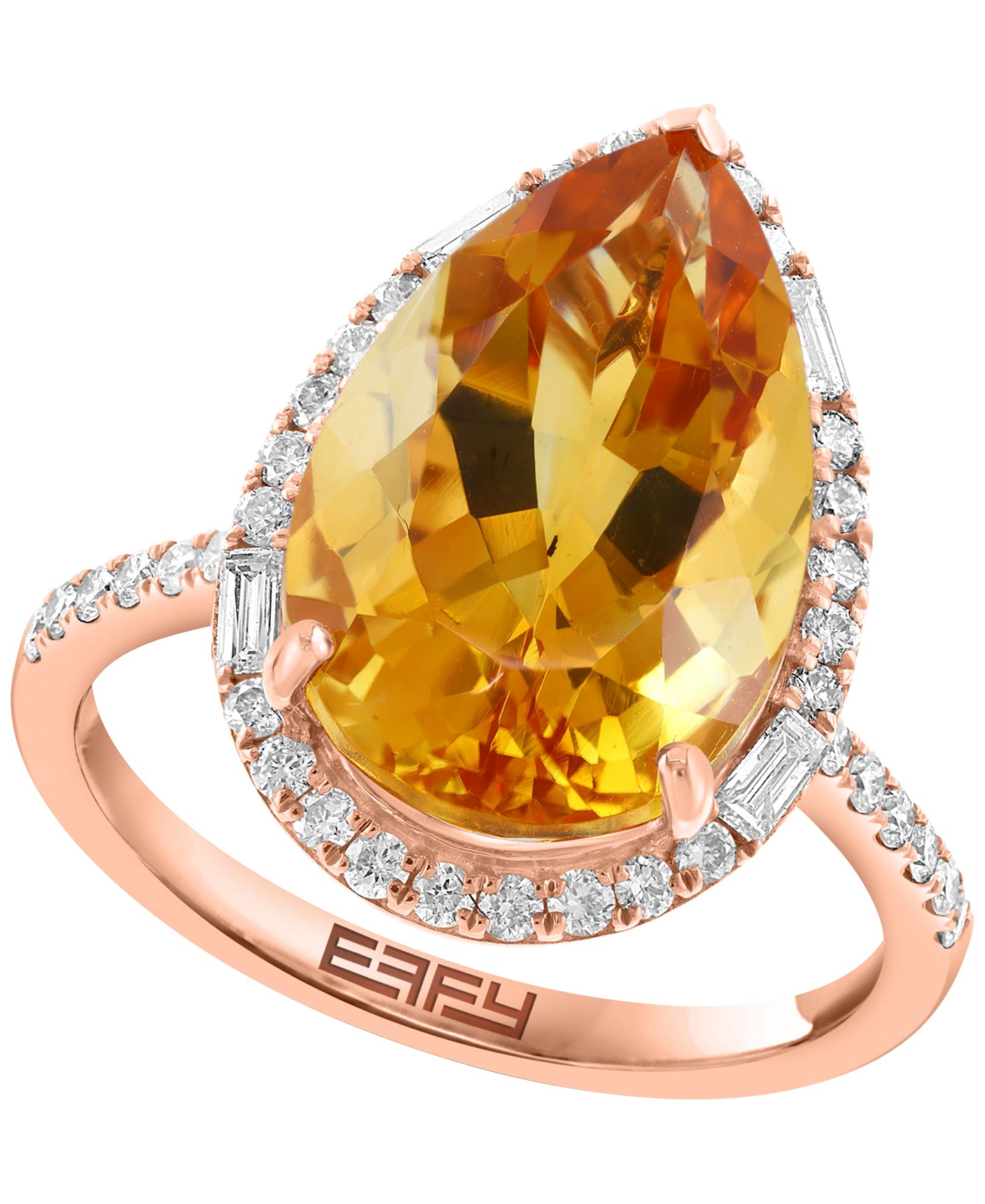 Кольцо EFFY Collection с цитрином и бриллиантом в желтом золоте 14k