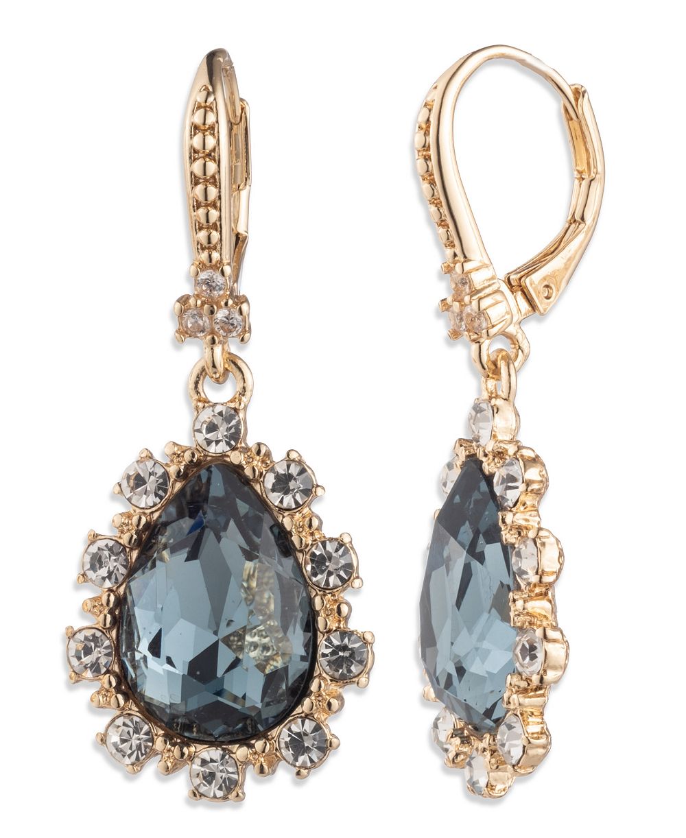Marchesa серьги-подвески Glass Stone Gold-Tone Drama Pear Drop