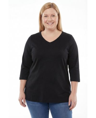Woman Within Women's Within Perfect Three-Quarter Sleeve V-Neck Tunic