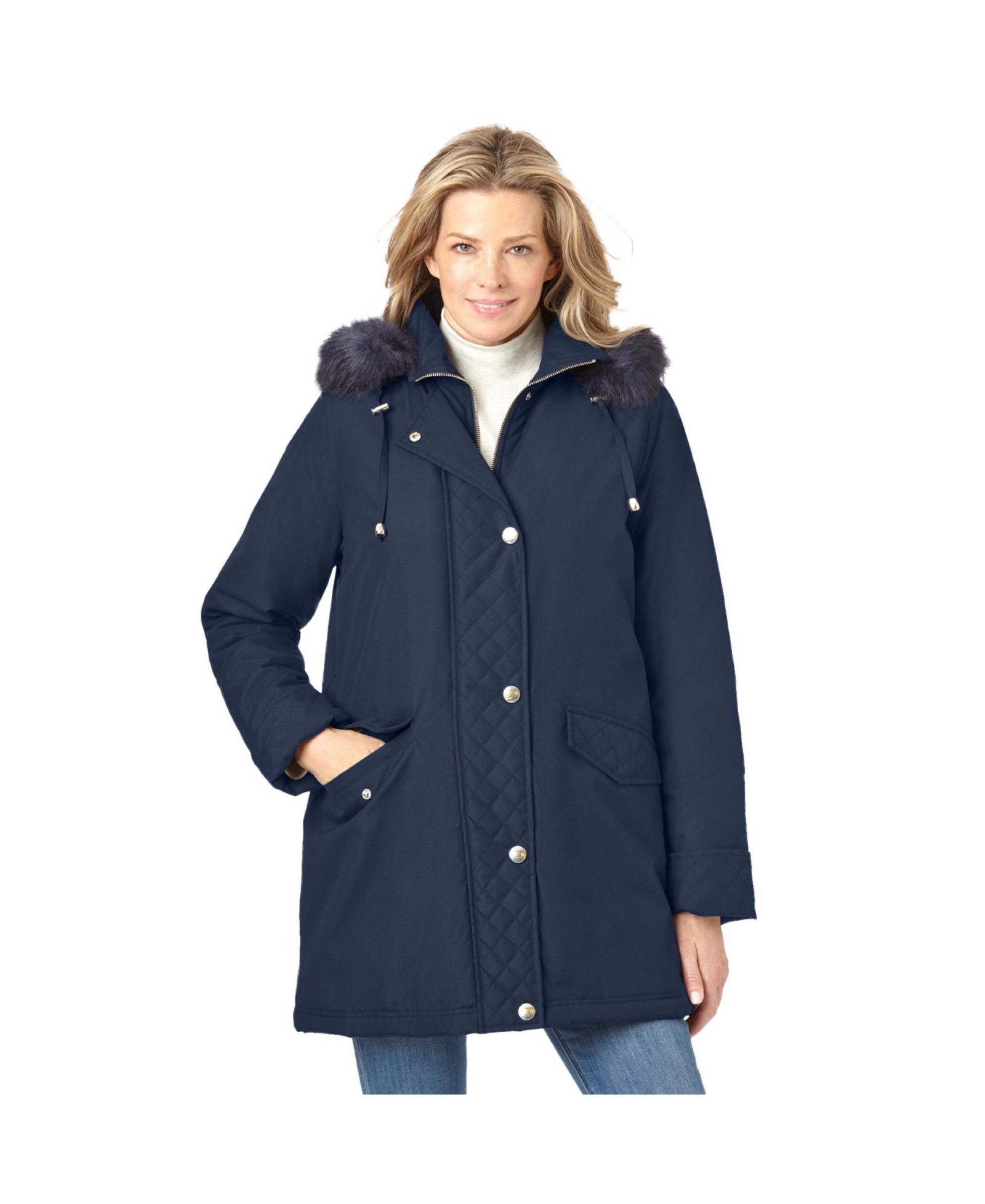 Woman Within Парка Plus Size из искусственного меха