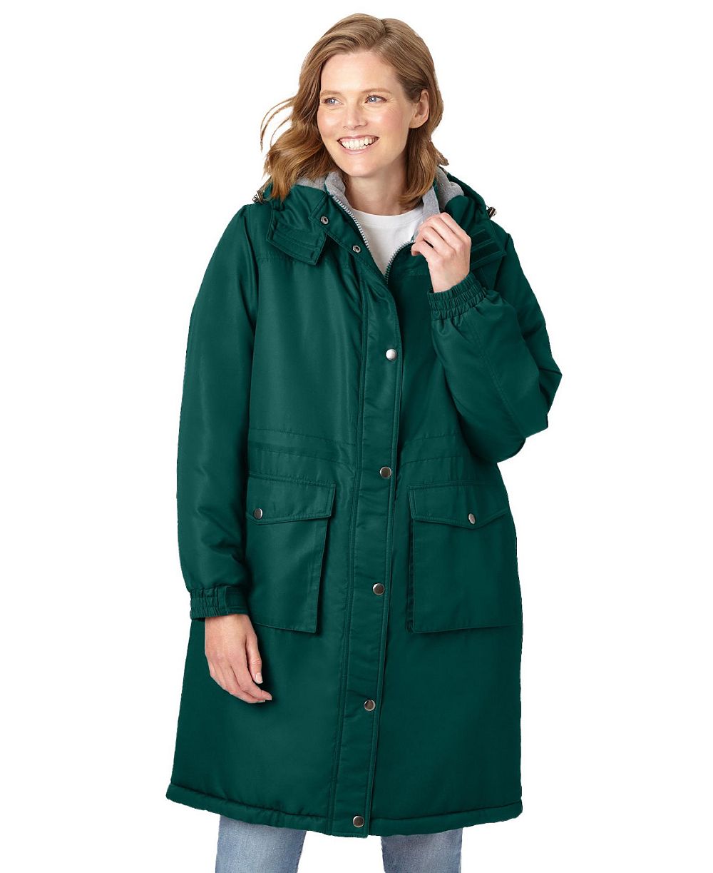 Woman Within Plus Size Mid-Length Microfiber Parka