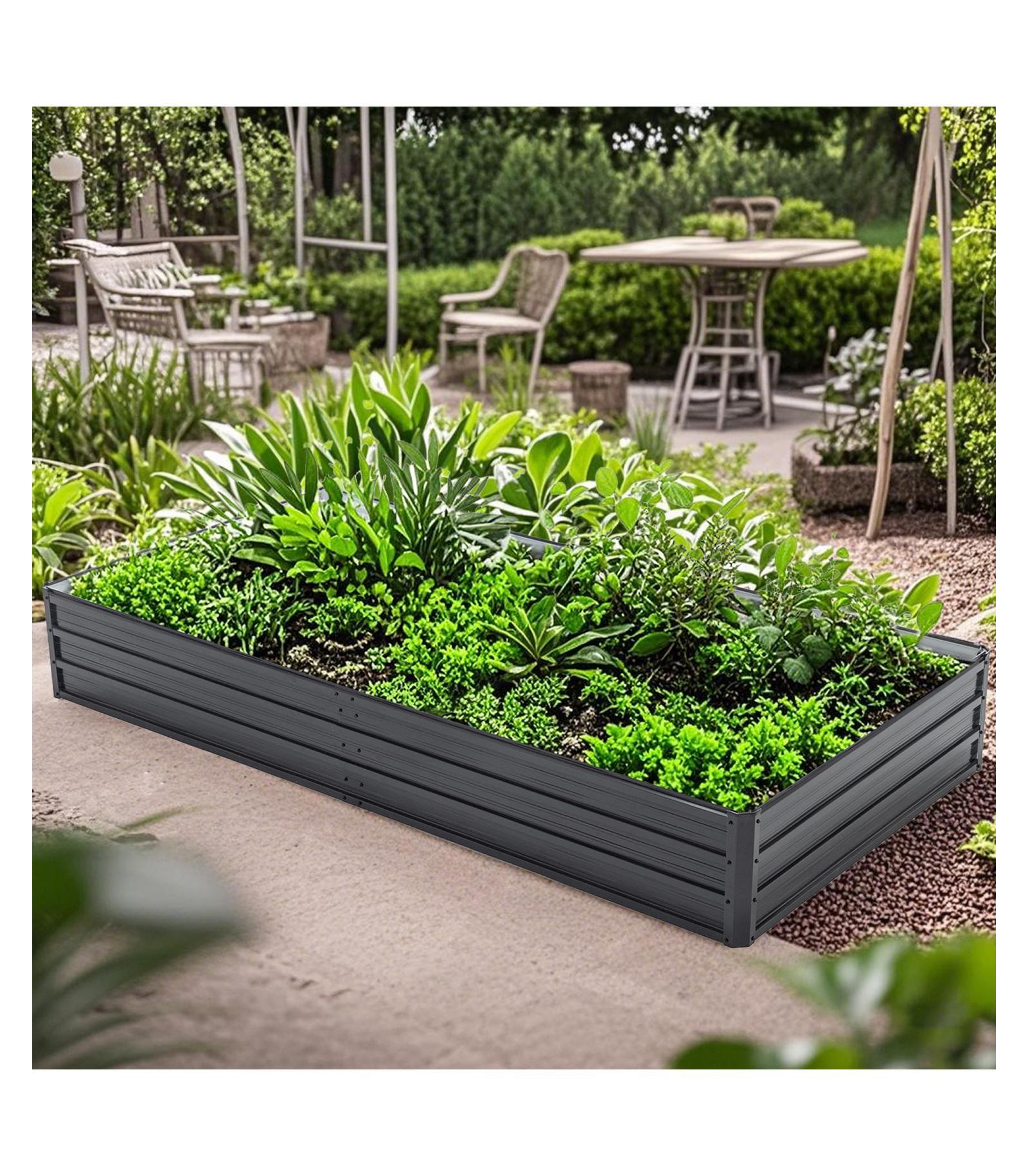 Streamdale Furniture 8x4x1 ft Galvanized Raised Garden Bed