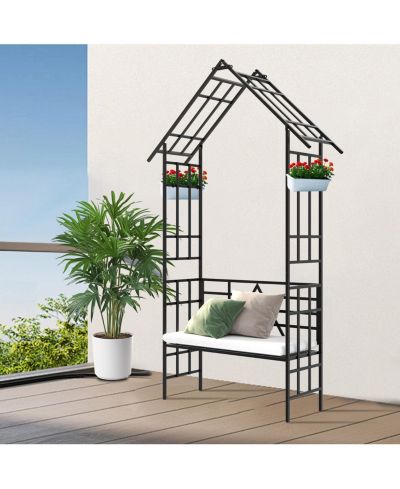 Streamdale Furniture Металлическая садовая арка-скамья для цветов и вьющихся растений