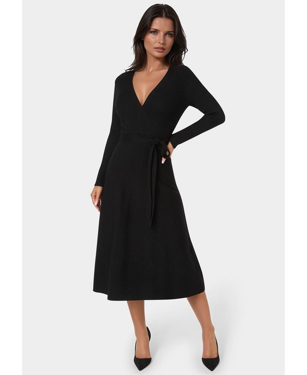 Bebe Women's Fit and Flare Midi Sweater Dress