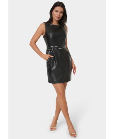Bebe Women's Faux Leather Stud Seam Dress