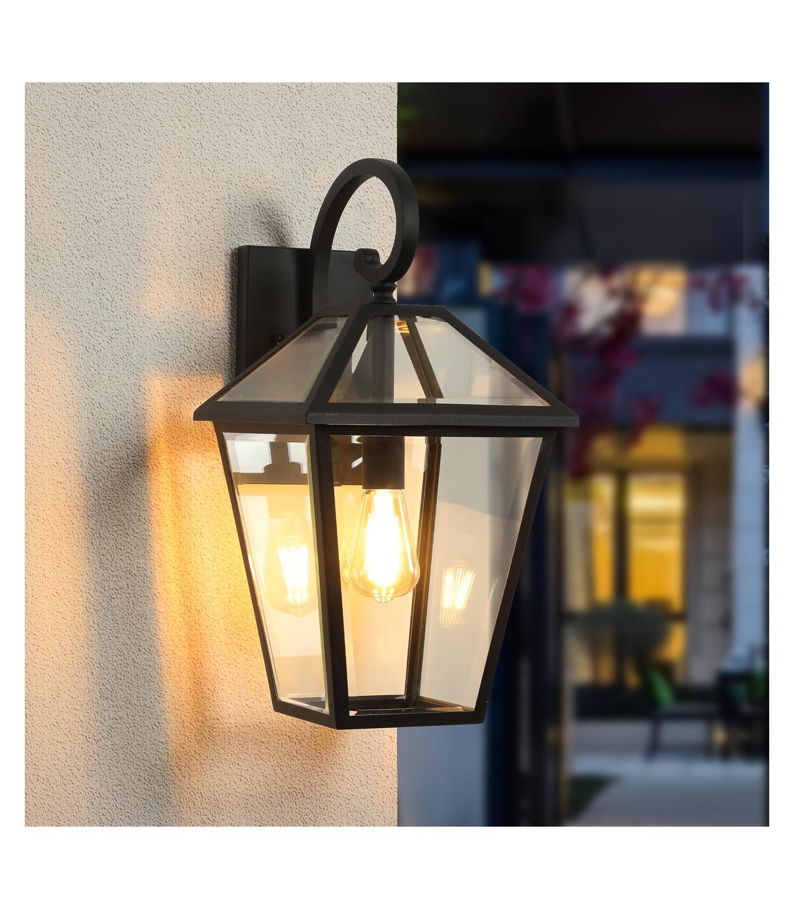 Streamdale Furniture Outdoor Wall Lanterns with Clear Glass Panels 2-Pack
