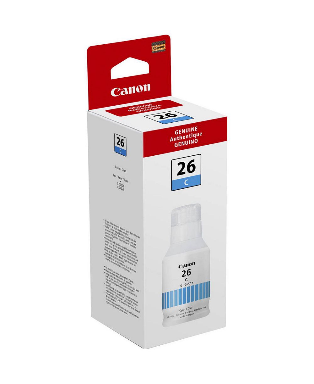 Бутылка с пигментными чернилами Canon GI-26 голубого цвета для принтеров GX6020, GX7020, GX6021, GX7021, GX5020 серии MAXIFY GX, беспроводного МФУ MegaTank