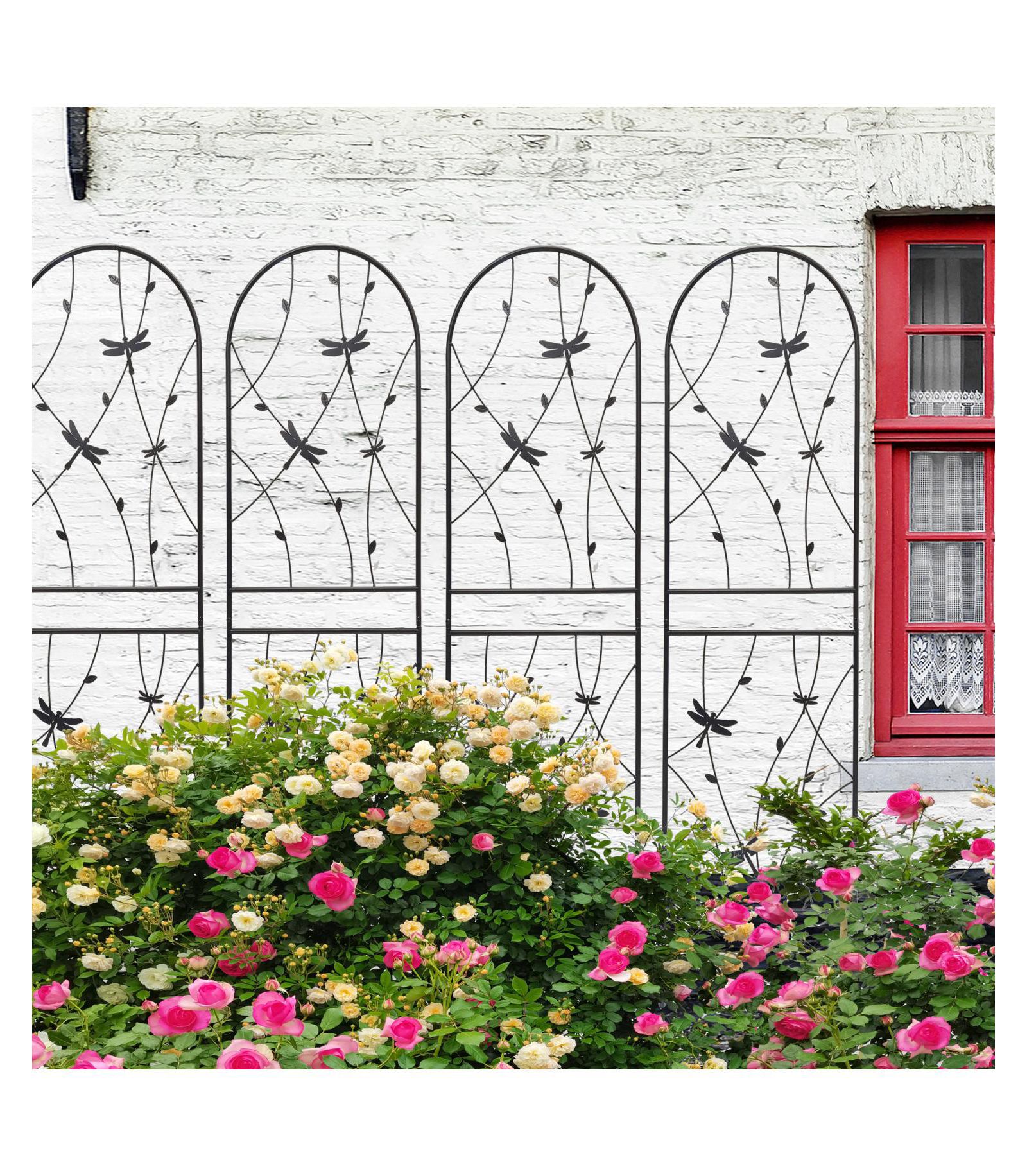Streamdale Furniture 4 Pack 71" Metal Garden Trellis - Climbing Plant Support