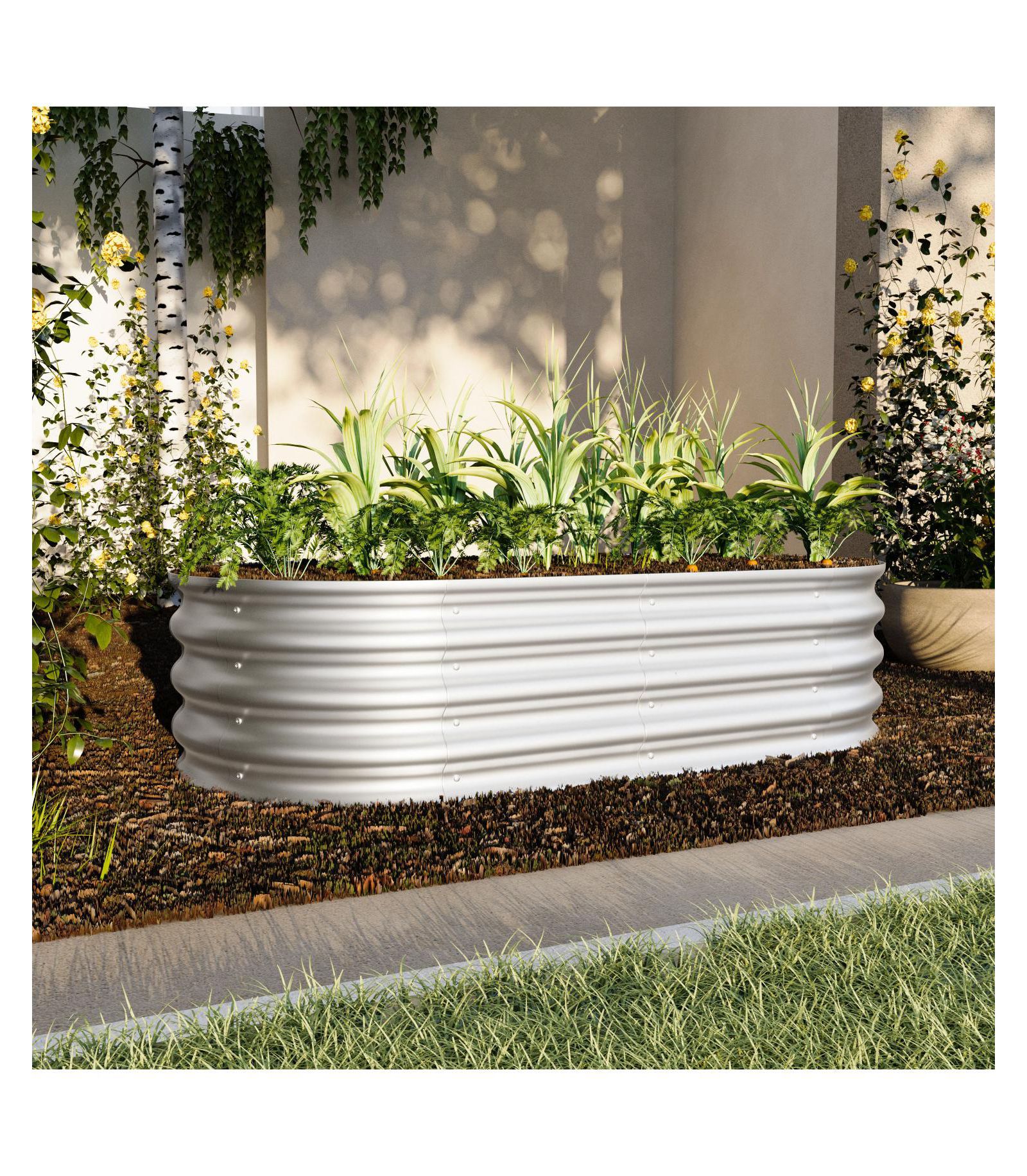 Streamdale Furniture Galvanized Metal Raised Garden Bed Kit 4x2x1 ft