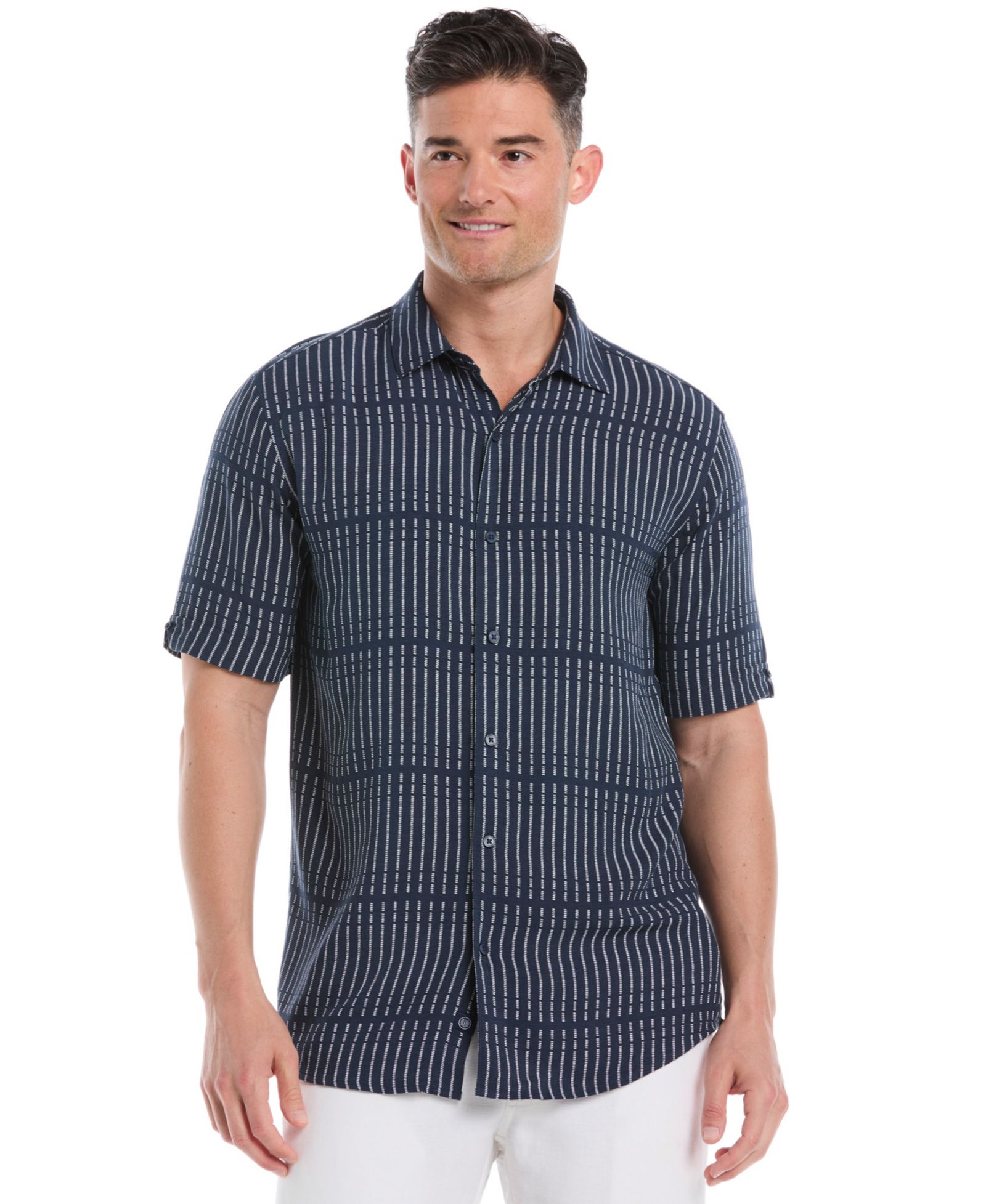 Cubavera Men's Broken Stripe Print Short-Sleeve Shirt
