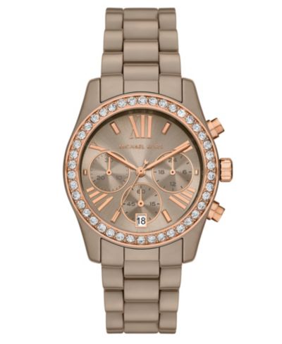 Женские часы Michael Kors Women's Lexington Chronograph Mink Ceramic Watch, 38mm