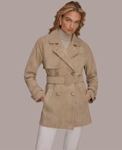 Тренч Donna Karan New York Women's двубортный с поясом, замша
