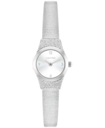 Calvin Klein Women's Contemporary Silver Tone Stainless Steel Mesh Bracelet Watch, 18mm