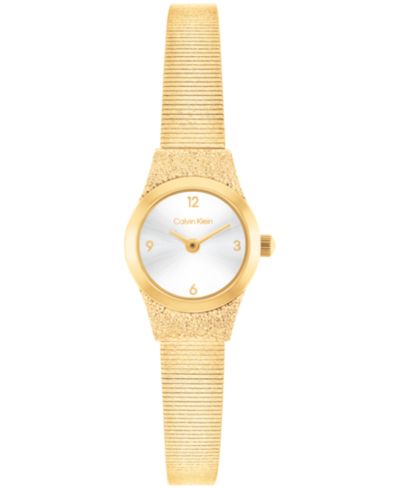Calvin Klein Women's Contemporary Gold Tone Stainless Steel Mesh Bracelet Watch, 18mm