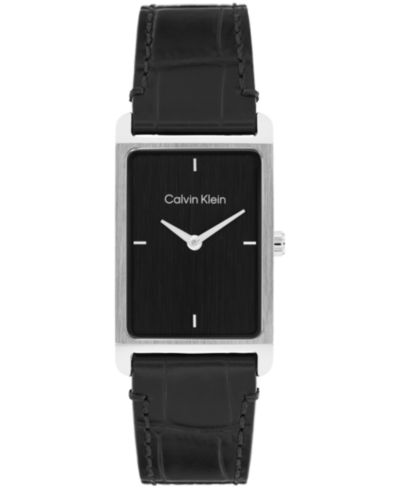 Calvin Klein Men's Dapper Black Leather Strap Watch, 24mm